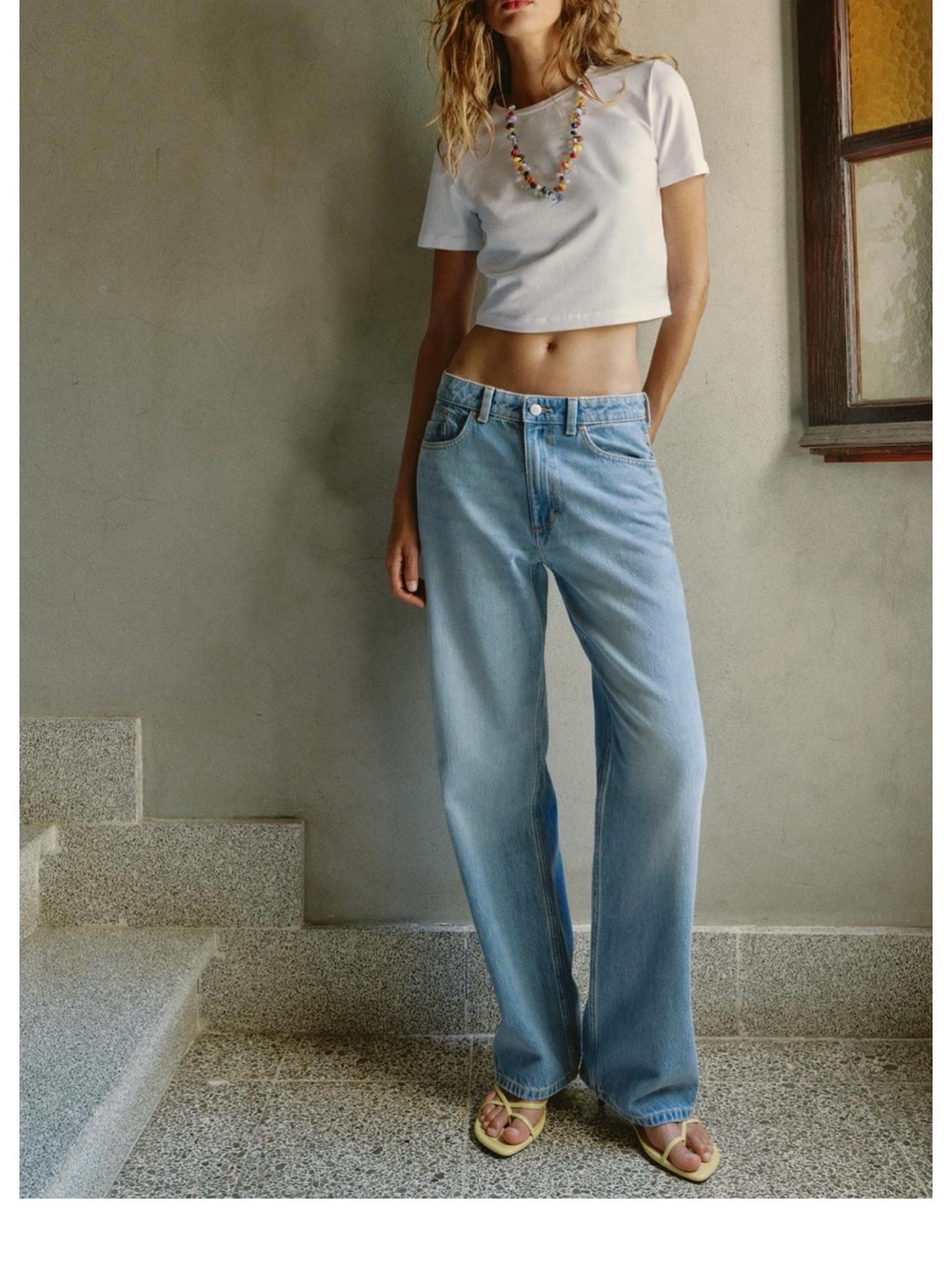 Zara z1975 high rise regular long length jeans light was 100% cotton size 4